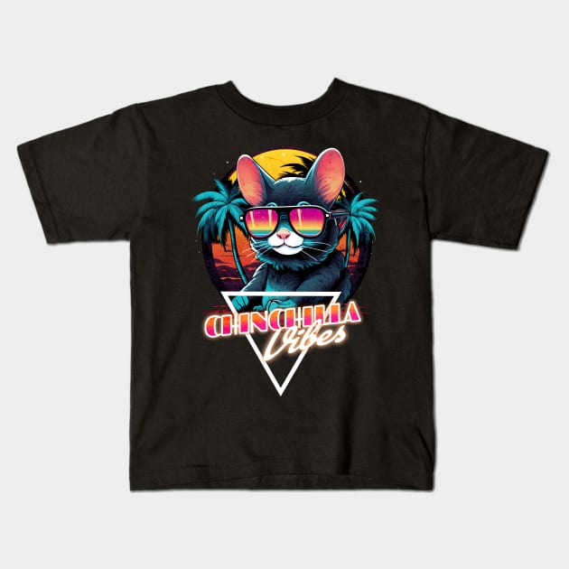 Retro Wave Chinchilla Vibes Kids T-Shirt by Miami Neon Designs